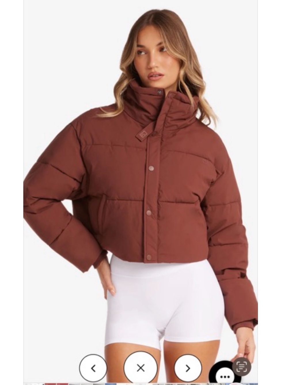CSB Cropped Puffer Jacket in Deep Brown